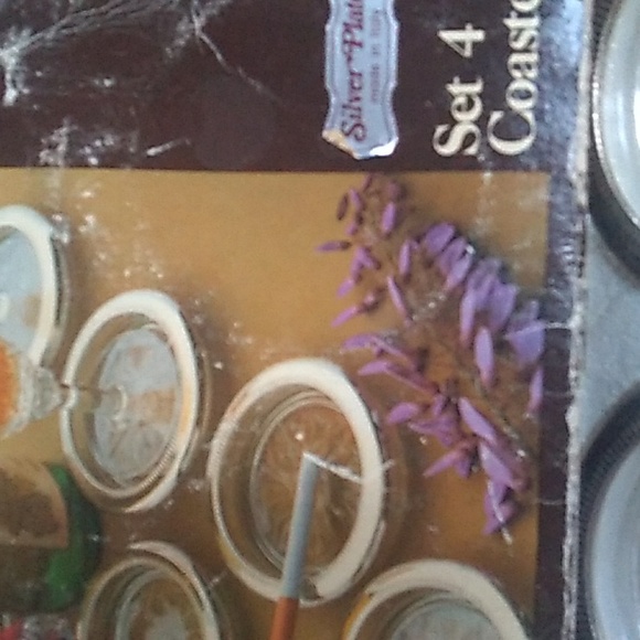 βοΈ Coasters VINTAGE SET of 4 SILVER & CRYSTAL COASTERS in Original Box - Picture 4 of 15